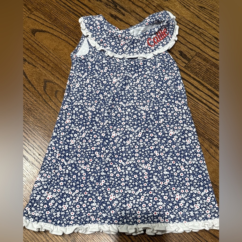 Like New! Lila & Hayes RedWhite Blue liberty print Girls' Ruffle CALLIE Dress 3T